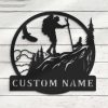 Custom Mountain Hiking Metal Wall Art Personalized Metal Signs Mountain Metal Art 0