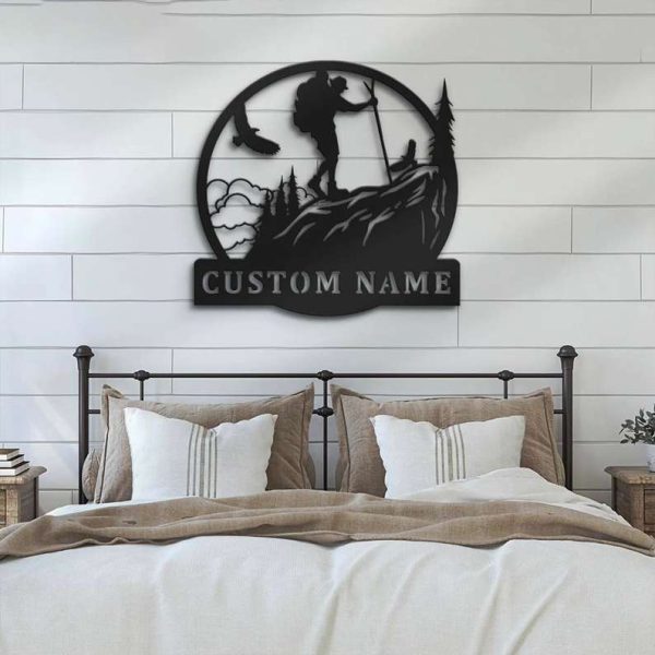 Custom Mountain Hiking Metal Wall Art Personalized Metal Signs Mountain Metal Art