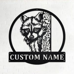 Custom Raccoon Metal Art Personalized Metal Name Sign Trash Panda Lover Gift Home Outdoor Decor 1