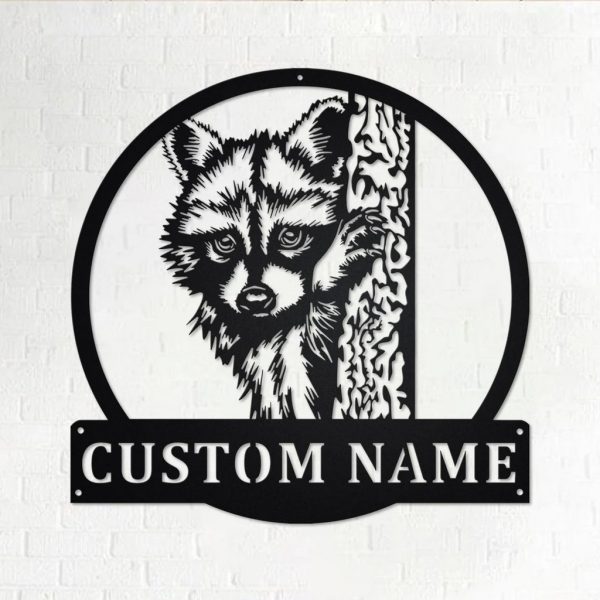 Custom Raccoon Metal Art Personalized Metal Name Sign Trash Panda Lover Gift Home Outdoor Decor