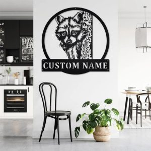 Custom Raccoon Metal Art Personalized Metal Name Sign Trash Panda Lover Gift Home Outdoor Decor 2