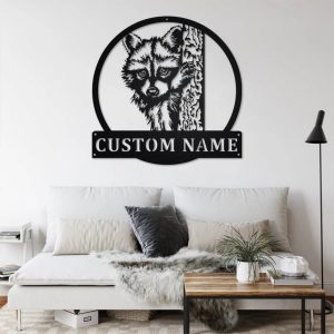 Custom Raccoon Metal Art Personalized Metal Name Sign Trash Panda Lover Gift Home Outdoor Decor 3