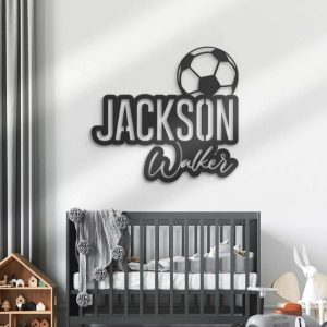 Custom Soccer Laser Cut Metal Signs Personalized Football Wall Art Decor Boy Girl Birthday Gift 2