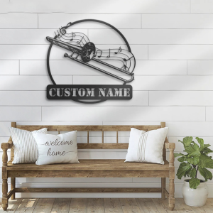 Custom Trombone Musical Instrument Metal Wall Art Personalized Metal Name Sign Music Classroom Decor