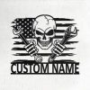 Custom US Skull Car Mechanic Sign Personalized Metal Name Signs Garage Decor 1