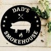 Dads Smoke House Metal Art Personalized Metal Name Signs Pig BBQ Grill Sign 2