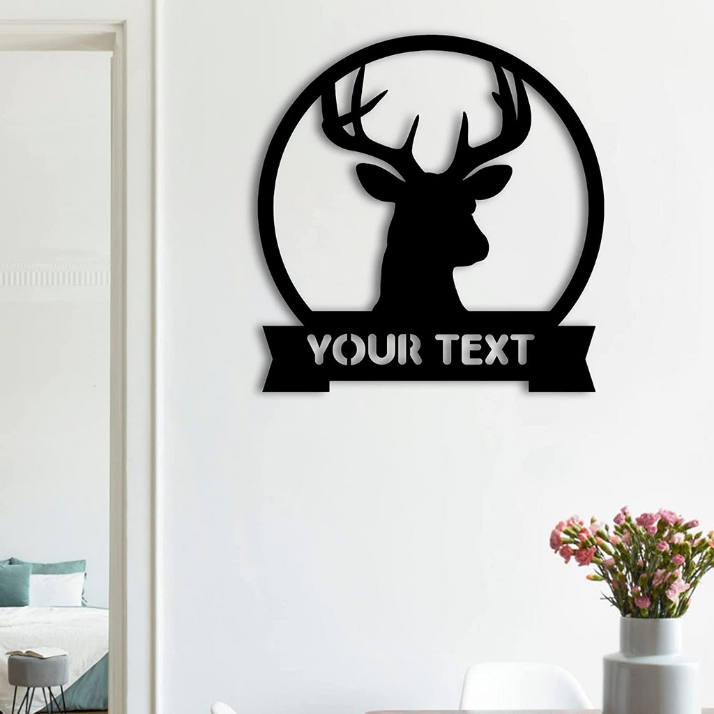 Deer Buck Head Metal Art Personalized Metal Name Signs Deer Hunting Sign Gift for Hunters