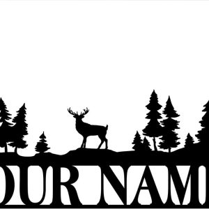 Deer Landscape Metal Sign Personalized Metal Name Signs Deer Hunting Sign Gift for Hunter