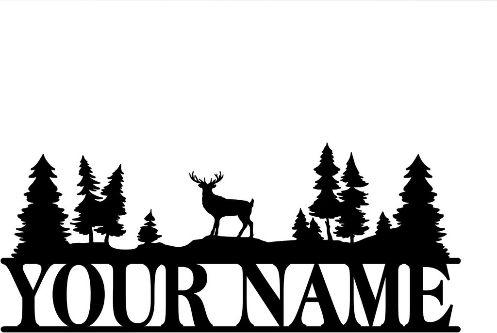 Deer Landscape Metal Sign Personalized Metal Name Signs Deer Hunting Sign Gift for Hunter