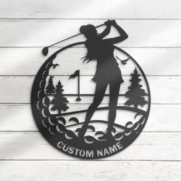 Female Golfing Golf Wall Decor 19th Hole Golf Club Decoration Personalized Metal Signs