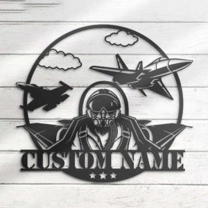 Fighter Jet Pilot Metal Military Signs Aircraft Air Force Name Sign Personalized Metal Signs 1