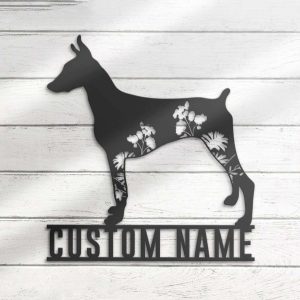 Floral Doberman Pinschers Personalized Metal Signs Doberman Wall Art