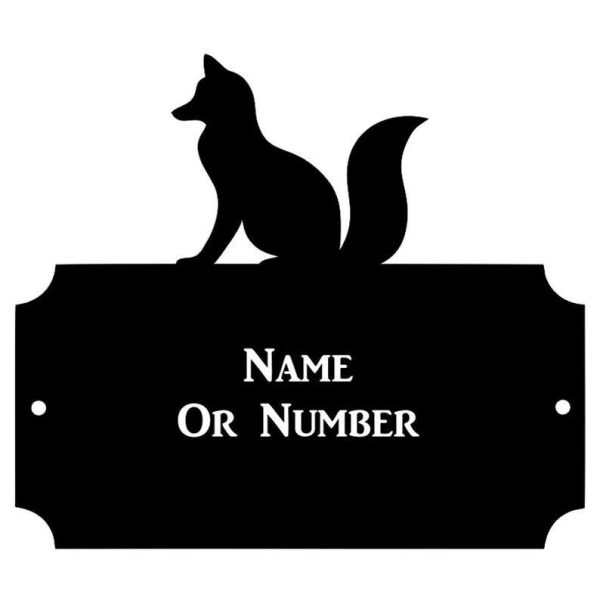 Fox Sitting Metal Address Sign Modern House Number Signs Outdoor Signs Metal Fox Front Door Decor