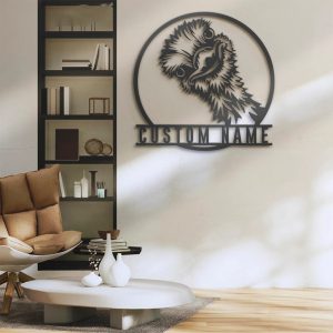 Funny Peeking Ostrick Metal Wall Art Personalized Metal Name Sign Emus Bird Lover 3