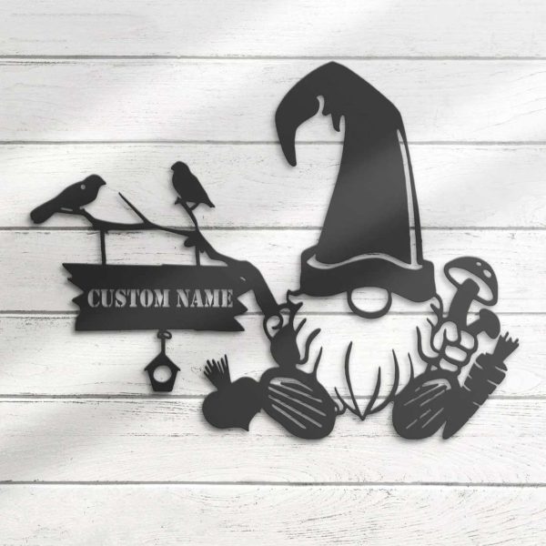 Garden Gnome Metal Wall Art Garden Signs For Decoration House Number Plaque Gift for Mom, Nana Mother’s Day Gift
