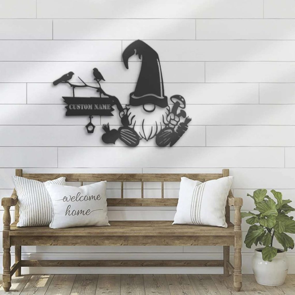 Garden Gnome Metal Wall Art Garden Signs For Decoration House Number