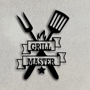 Grill Master Metal Sign Fire Pit Home Kitchen Decor Outdoor Housewarming Gift 1