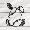 Happy Easter Eggs Bunny Baseball Player Metal Sign Rabbit Softball Fans 1