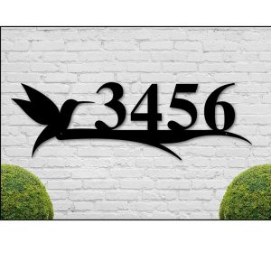 Hummingbird Metal Art Personalized House Number Sign Address Sign Outdoor Home Decor