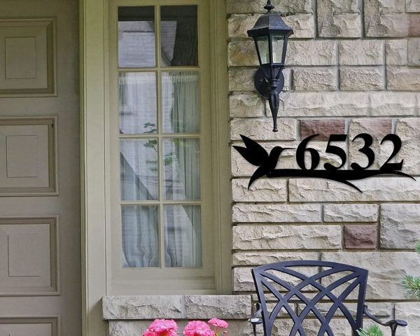 Hummingbird Metal Art Personalized House Number Sign Address Sign Outdoor Home Decor