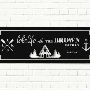 Lake House Personalized Metal Signs Custom Cabin Metal Sign Lake House Decor Housewarming  Gift Metal Last Name Sign