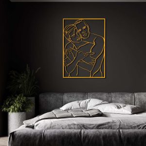 Men Hugging Gay Couple Line Art Metal Wall Decor LGBTQ Support Gift Abstract Line Art Bed Decor Minimalist Art 2