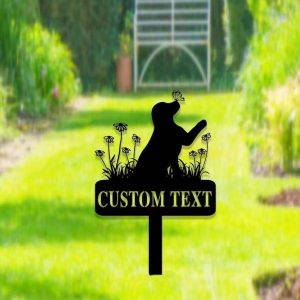 Metal Dog Memorial Stake Dog with Butterfly and Flowers Grave Marker Personalized Dog Loss Gift 3