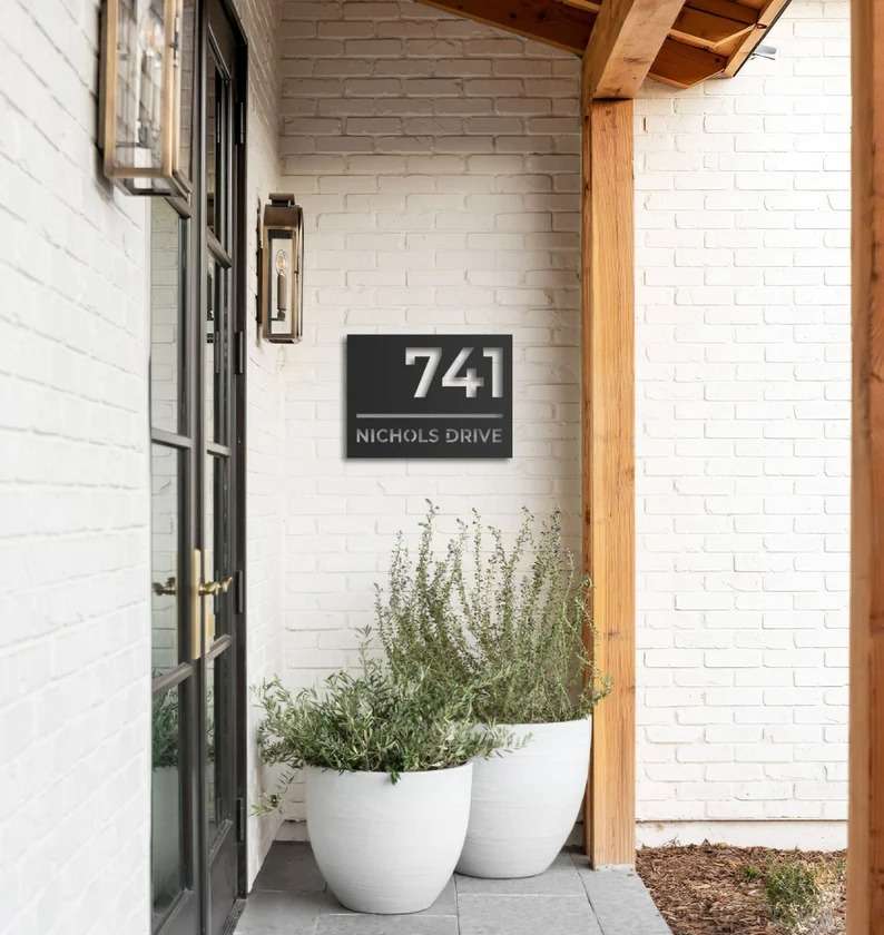 Metal House Number Sign Front Porch Address Plaque Personalized Metal Signs New Home Gift