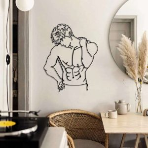 Muscular Man Metal Line Art Minimalist Wall Art Bedroom Decor 1