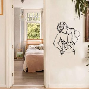 Muscular Man Metal Line Art Minimalist Wall Art Bedroom Decor
