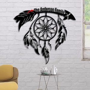 Native American Dream Catcher Metal Art Personalized Family Name Signs Home Decor