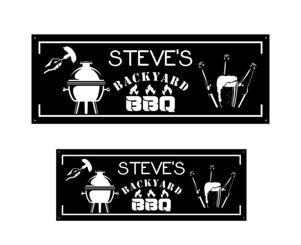 Personalized Backyard Metal Wall Art BBQ Sign  Custom Barbecue Metal Sign Dad’s Birthday Gift