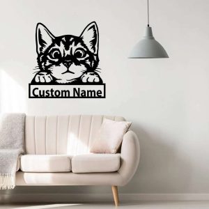 Personalized Cute Cat Metal Sign Cat Decor Gift for Cat Lover