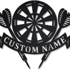 Personalized Darts Sport Metal Sign Custom Metal Name Signs Gift for Dart Lover