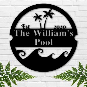 Personalized Family Pool Sign Swimming Pool Summber Beach House Decor