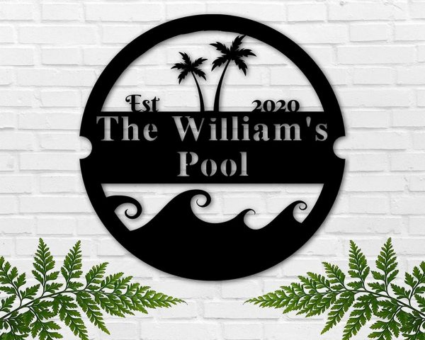 Personalized Family Pool Sign Swimming Pool Summber Beach House Decor