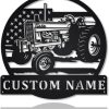 Personalized Farm Tractor Metal Sign US Flag Art Custom Metal Name Signs Farmhouse Decor 1