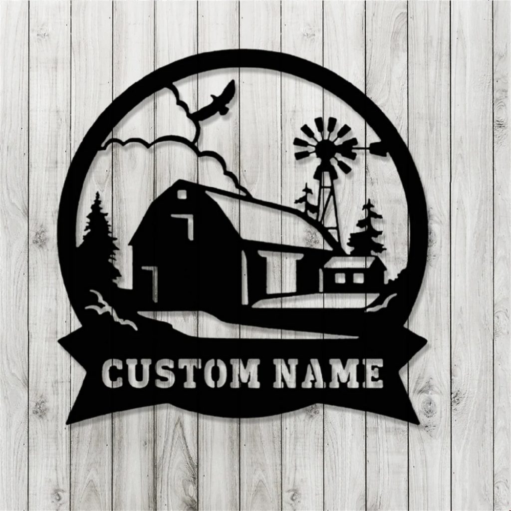 Personalized Metal Farm Sign Outdoor Farm Decor With Chicken Cow Barn Tractor And Plaque