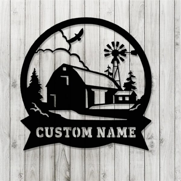 Personalized Farming Farmhouse Custom Name Cut Metal Sign Farmhouse Wall Decor