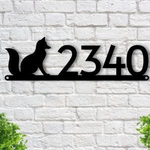 Personalized Fox House Number Metal Sign Custom Address Sign Fox Art Outdoor Home Decoration