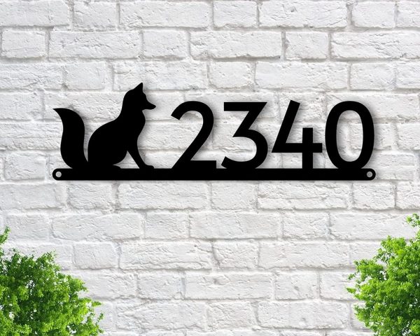 Personalized Fox House Number Metal Sign Custom Address Sign Fox Art Outdoor Home Decoration