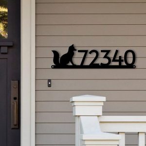 Personalized Fox House Number Metal Sign Custom Address Sign Fox Art Outdoor Home Decoration 3