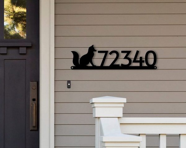 Personalized Fox House Number Metal Sign Custom Address Sign Fox Art Outdoor Home Decoration