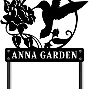 Personalized Hummingbird Flower Garden Stake Metal Sign Outdoor Home Decor 3