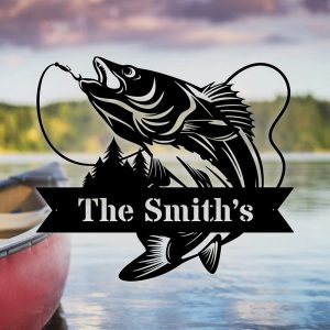 Personalized Walleye Fish Metal Sign Custom Metal Name Signs Fishing Lover Outdoor Home Decor 2