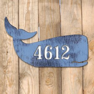 Personalized Whale House Number Sign Custom Address Sign Home Outdoor Decor