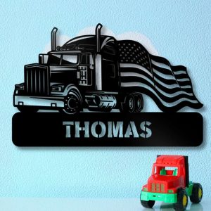 Semi Truck Gifts For Truck Drivers American Flag Metal Truck Decor 2