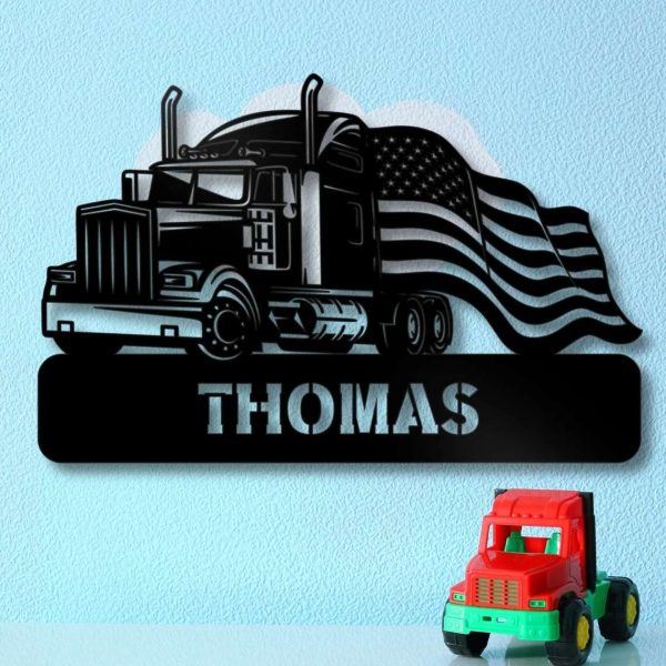 Semi Truck Gifts For Truck Drivers American Flag Metal Truck Decor