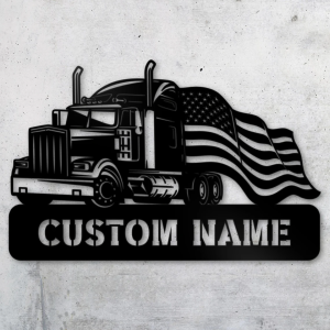 Semi Truck Gifts For Truck Drivers American Flag Metal Truck Decor 4