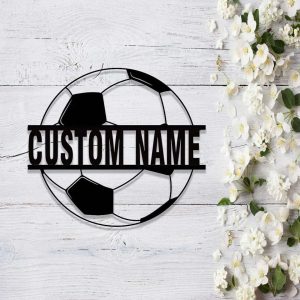Soccer Personalized Metal Signs Soccer Ball Metal Wall Art  Custom Soccer Player Name Gift for Soccer Lover